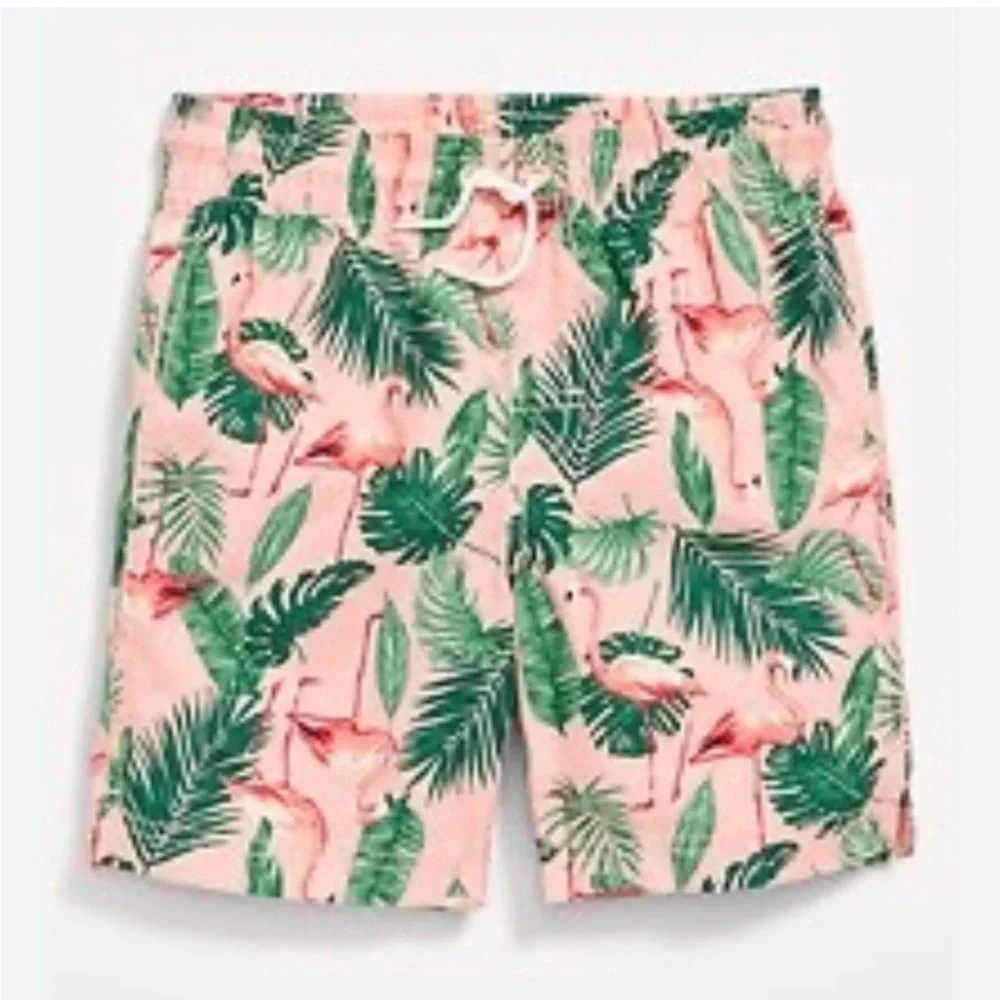 Matching Set: Old Navy Pink and Green Flamingo Swim‎ Trunks